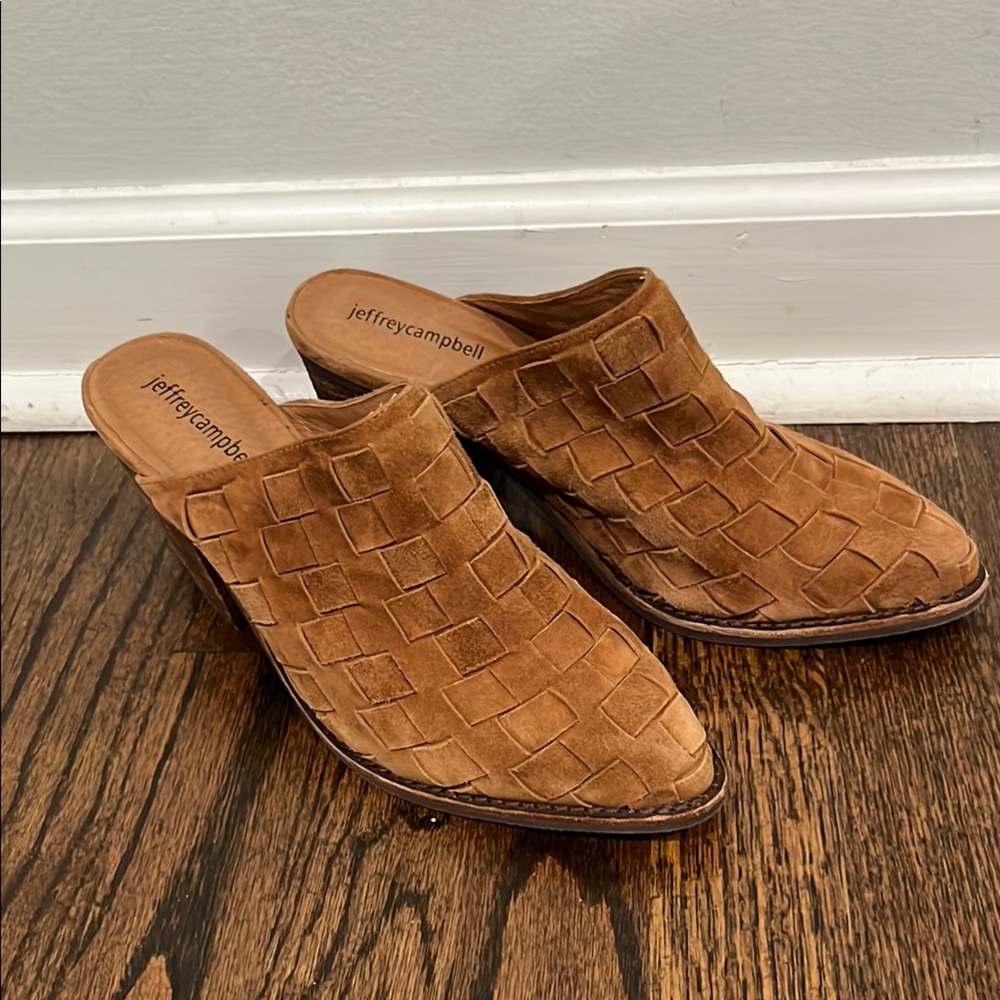 Jeffrey Campbell Tan Woven Mules